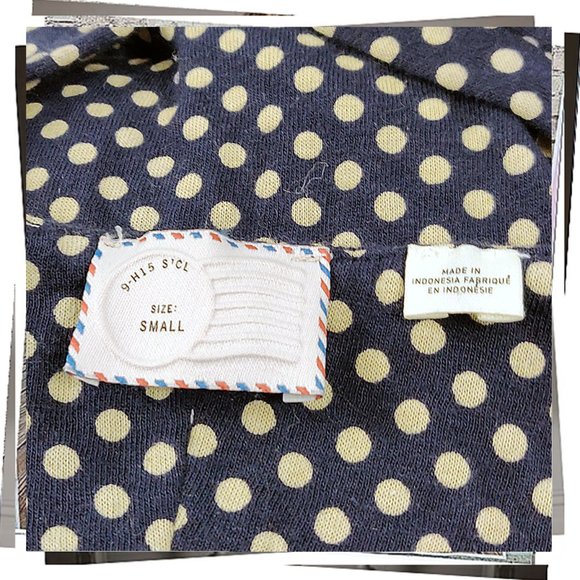 NWOT: Retro Blue & Cream Polka Dot Tank w/ Fabric Knot at Front (S) - Picture 5 of 6